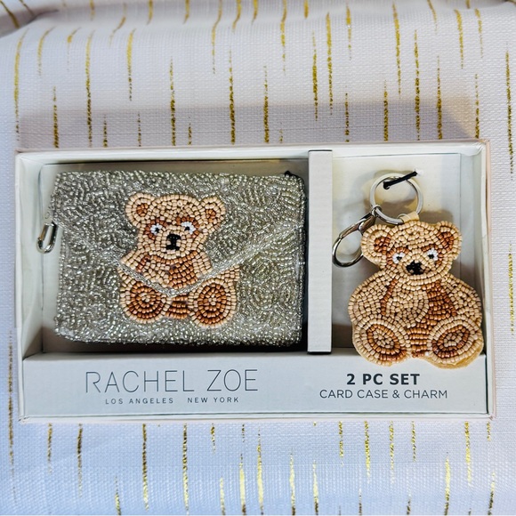 Rachel Zoe Beaded Teddy Bear Card Case + Keychain Charm | 2-Pc Set | NWT - Picture 4 of 5